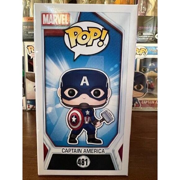 Funko POP! Captain America w/ Mjolnir Collector Corps Excl #481 in PROTECTOR - Picture 5 of 7